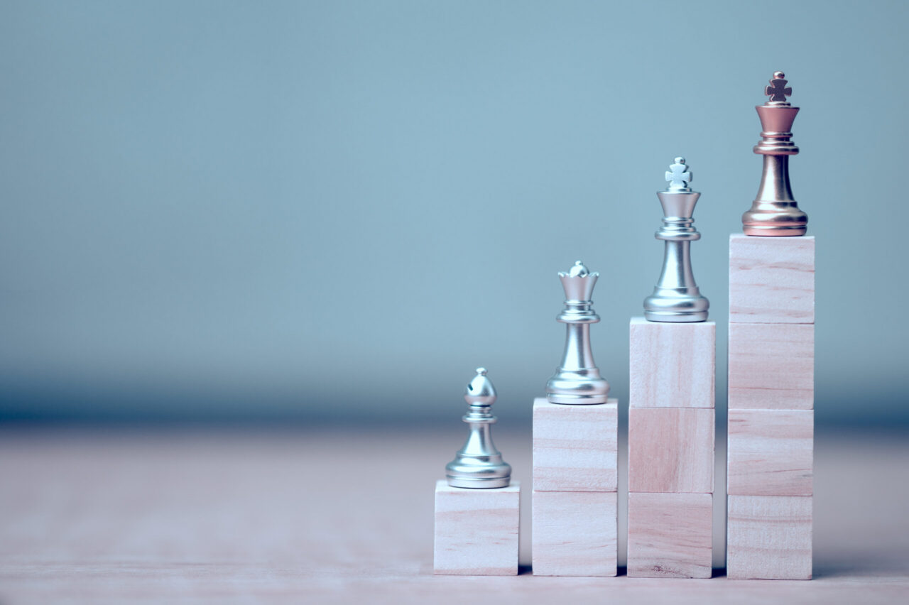 Account tiering sales strategy concept with chess king leading pieces, illustrating a CRO guide to prioritizing white space accounts for B2B revenue growth