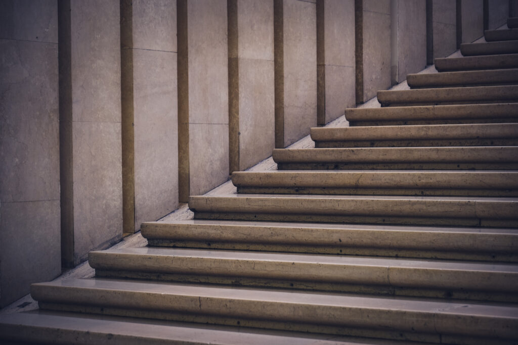 Abstract ascending staircase representing steady progression and advancement