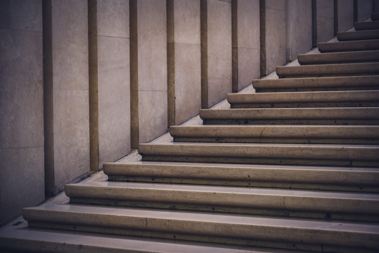 Abstract ascending staircase representing steady progression and advancement